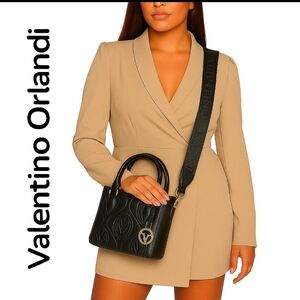 Valentino Orlandi | Women's Crossbody Handbag Purse Vegan | Black | 7" X 8" NWT
